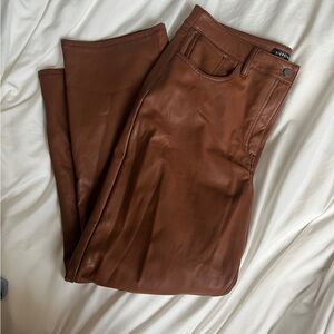 Vegan leather brown straight leg pants 🧸